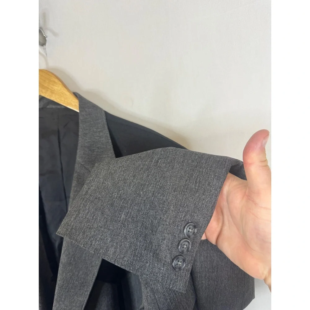 Circle S Mens Western Blazer Gray Black Faux Suede Yoke Sport Coat 54L  USA
